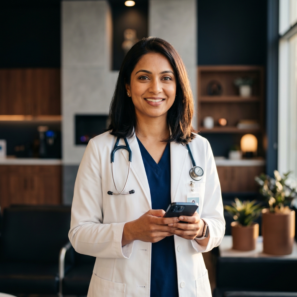 Médica atendendo pacientes com suporte de secretária virtual para clínicas